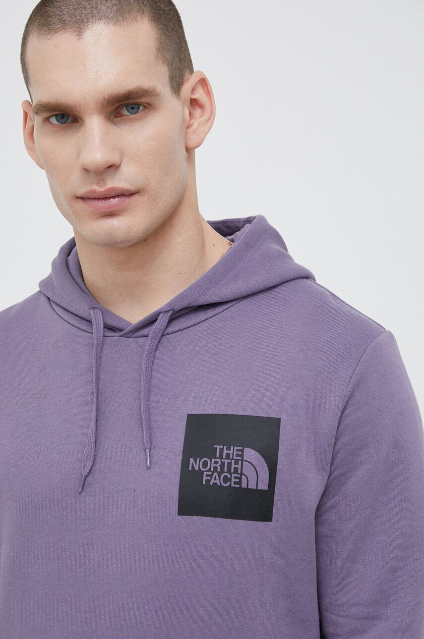 The North Face Bavlnená mikina dámska fialová farba s kapucňou s potlačou - Pepit.sk