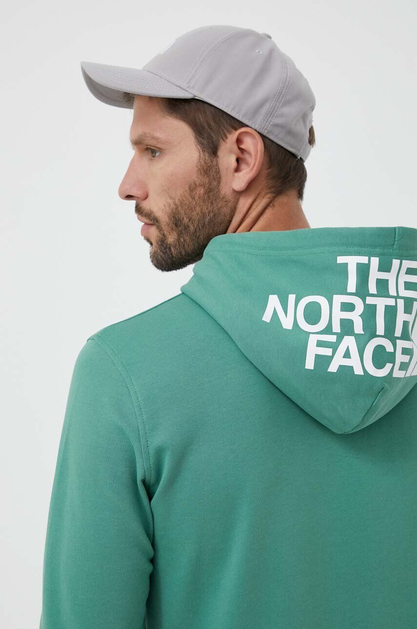 The North Face Bavlnená mikina pánska zelená farba s kapucňou jednofarebná - Pepit.sk