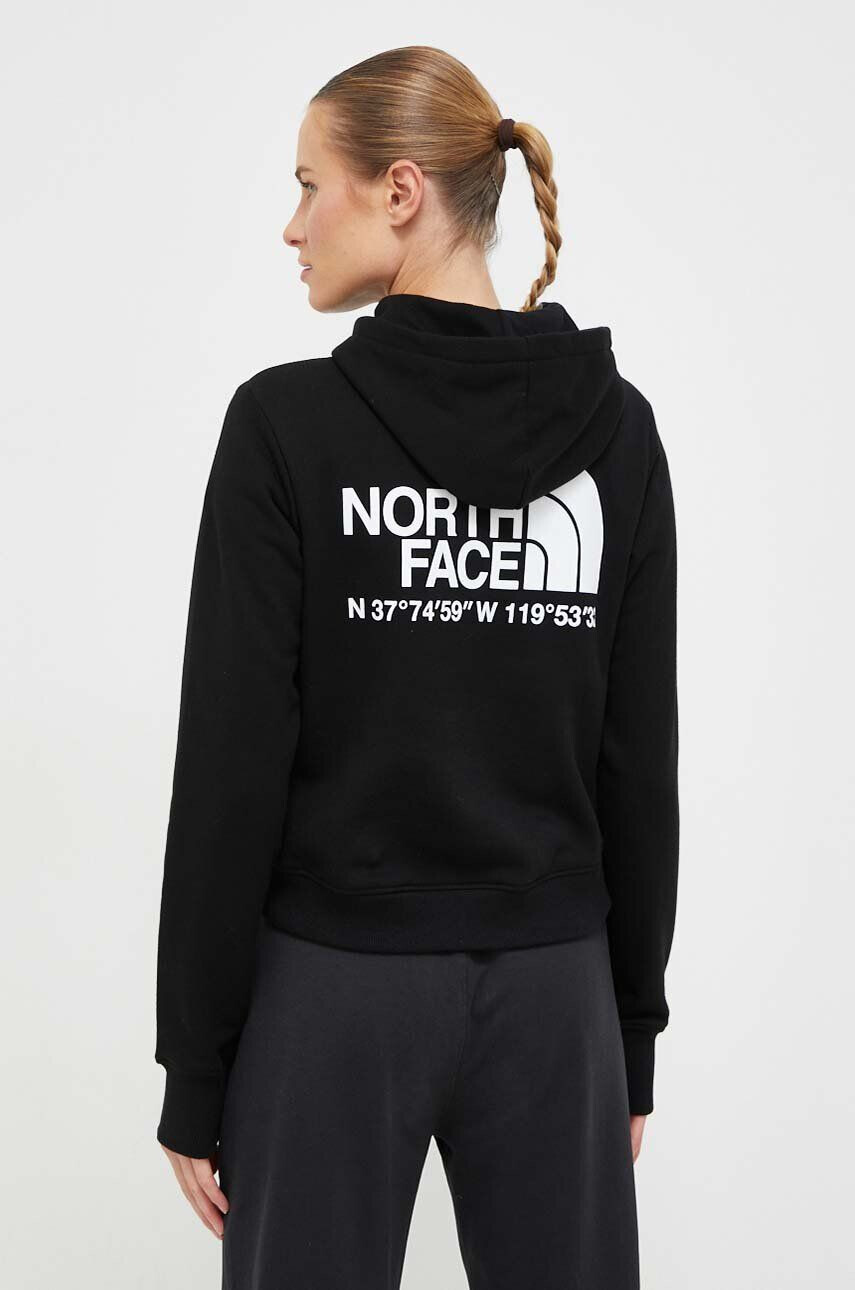 The North Face Bavlnená mikina dámska čierna farba s kapucňou s potlačou - Pepit.sk