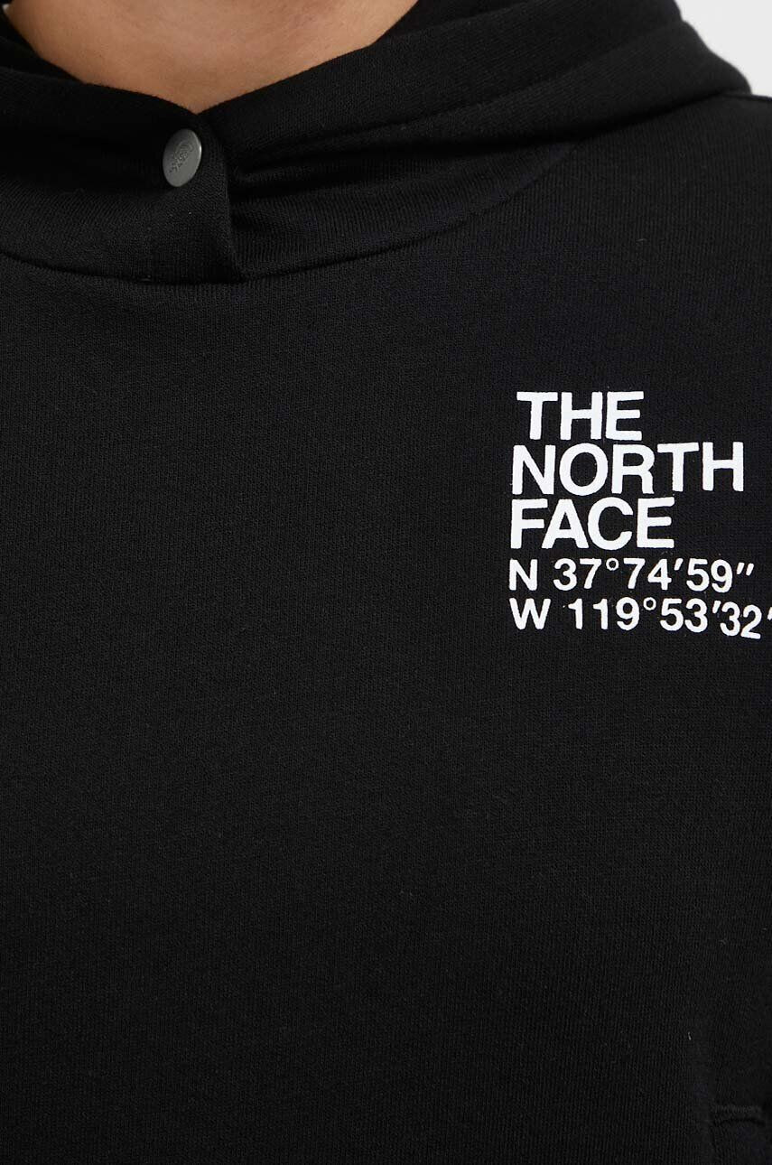 The North Face Bavlnená mikina dámska čierna farba s kapucňou s potlačou - Pepit.sk