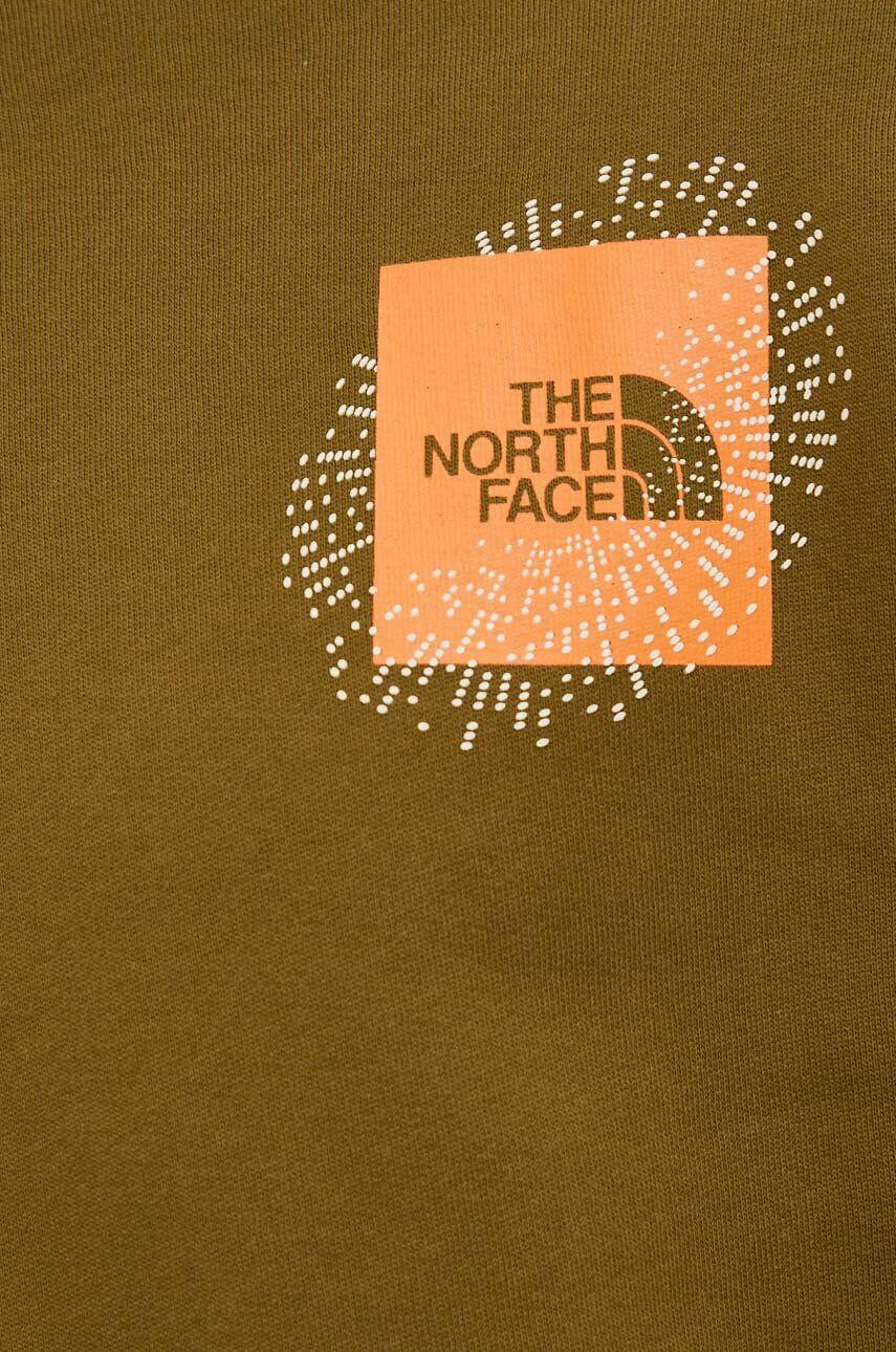 The North Face Bavlnená mikina pánska zelená farba s potlačou - Pepit.sk