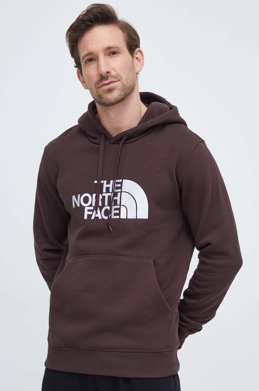 The North Face Bavlnená mikina Drew Peak Hoodie pánska hnedá farba s kapucňou s nášivkou NF00AHJYI0I1 - Pepit.sk