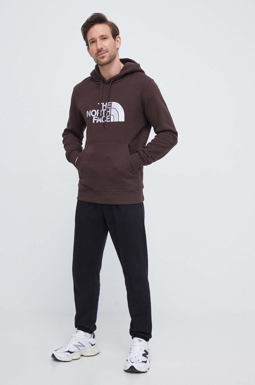 The North Face Bavlnená mikina Drew Peak Hoodie pánska hnedá farba s kapucňou s nášivkou NF00AHJYI0I1 - Pepit.sk