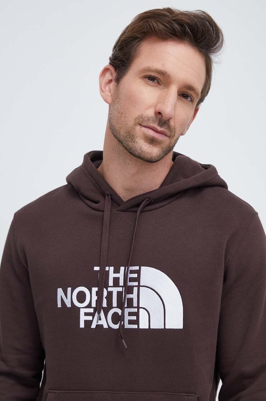 The North Face Bavlnená mikina Drew Peak Hoodie pánska hnedá farba s kapucňou s nášivkou NF00AHJYI0I1 - Pepit.sk