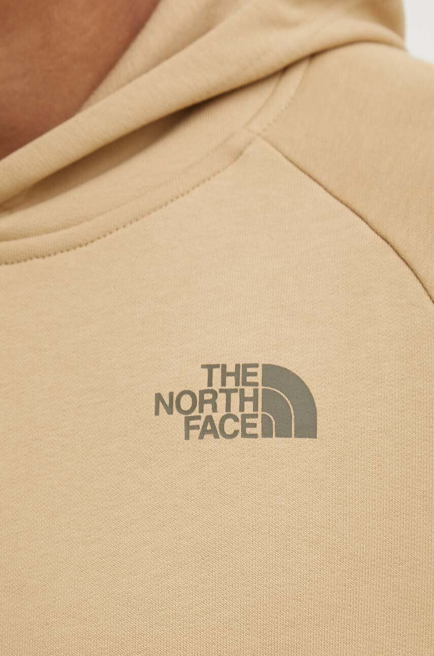 The North Face Bavlnená mikina Raglan Redbox pánska béžová farba s kapucňou s potlačou NF0A2ZWULK51 - Pepit.sk