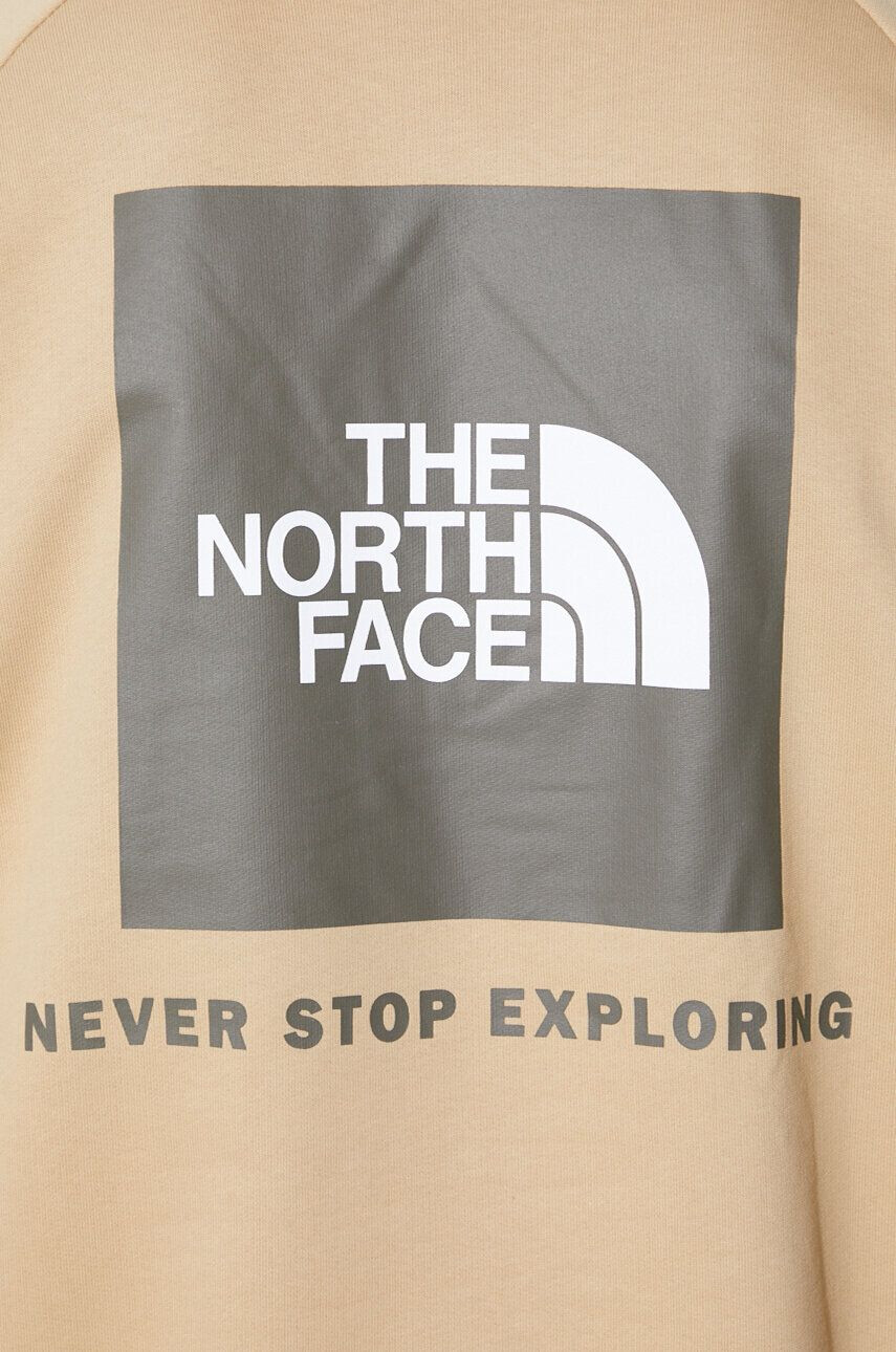 The North Face Bavlnená mikina Raglan Redbox pánska béžová farba s kapucňou s potlačou NF0A2ZWULK51 - Pepit.sk