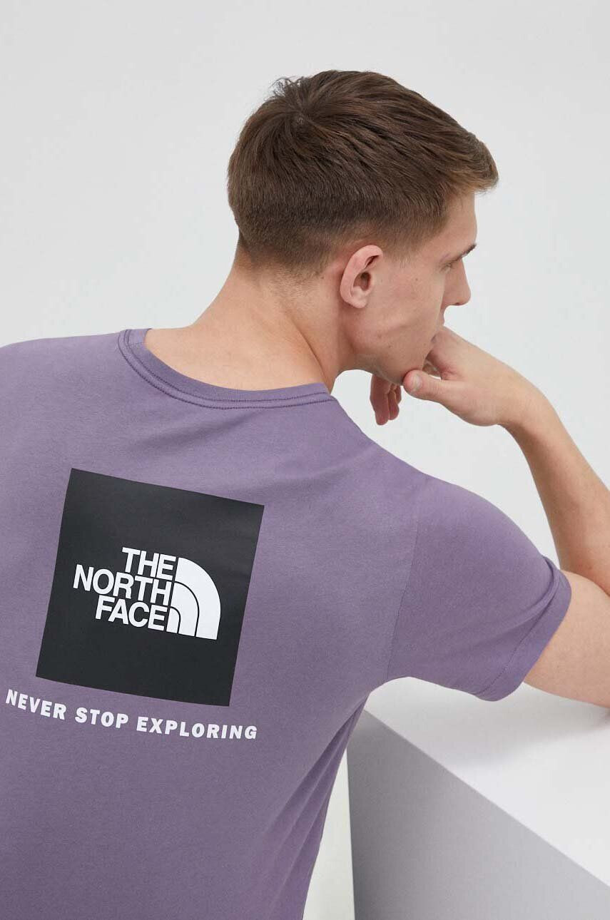 The North Face Bavlnené tričko fialová farba s potlačou - Pepit.sk