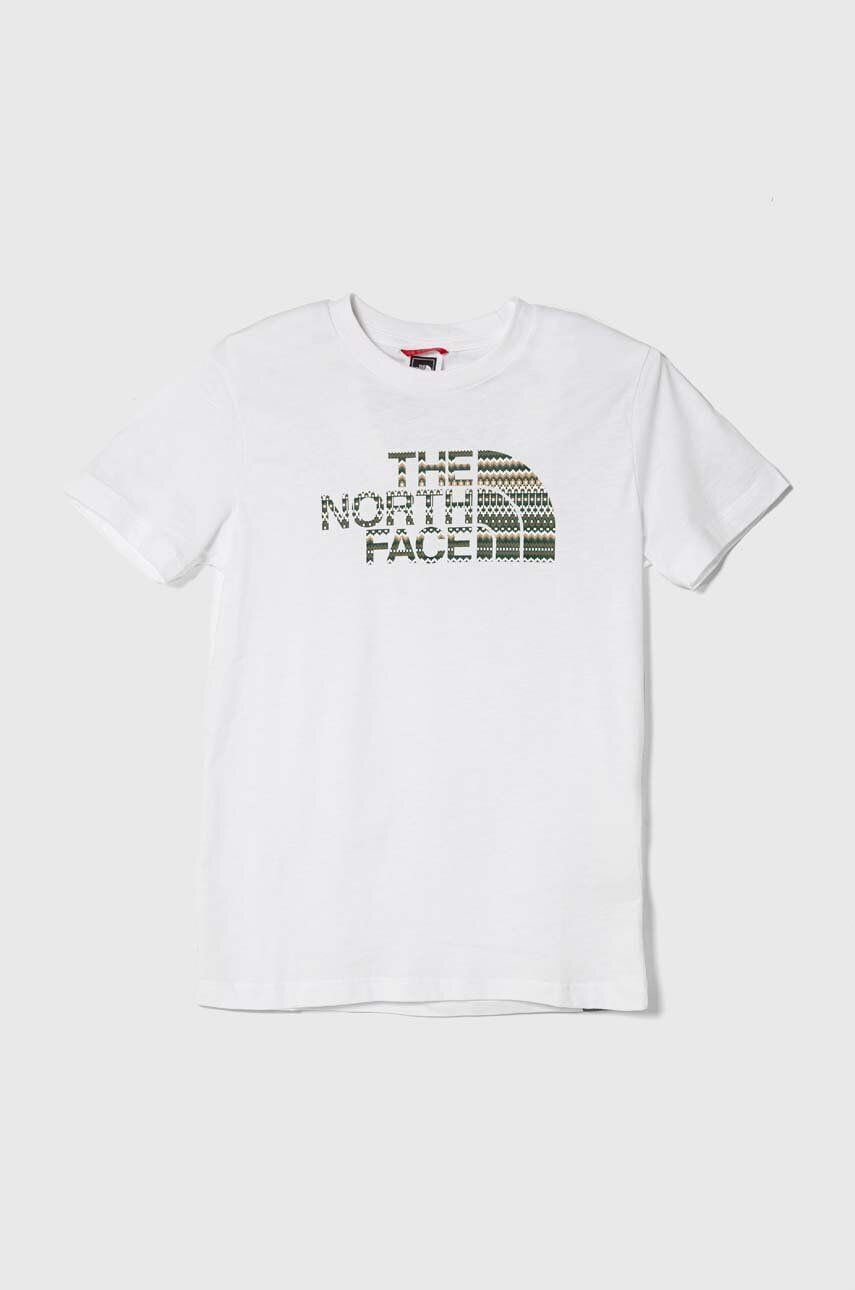 The North Face Bavlnené tričko S/S Easy Tee NF00A3P73M1-white biela farba s potlačou - Pepit.sk