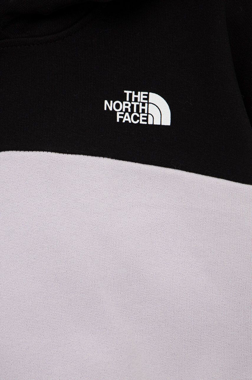 The North Face Detská bavlnená mikina fialová farba s kapucňou vzorovaná - Pepit.sk