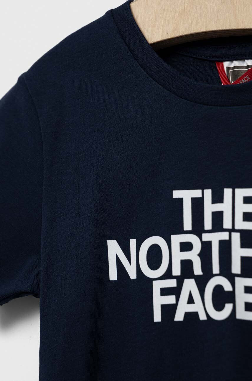 The North Face Detské bavlnené tričko tmavomodrá farba s potlačou - Pepit.sk