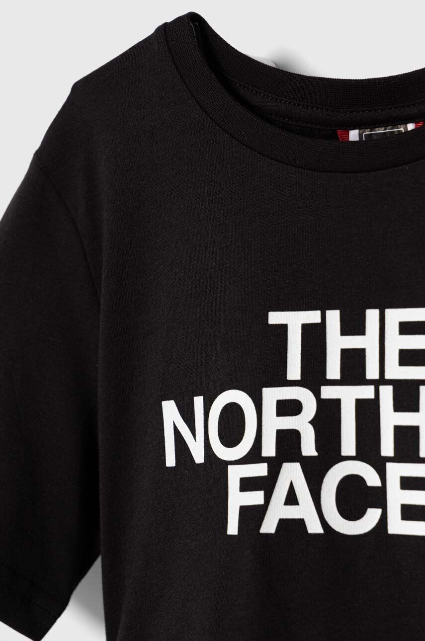 The North Face Detské bavlnené tričko G S/S CROP EASY TEE čierna farba - Pepit.sk