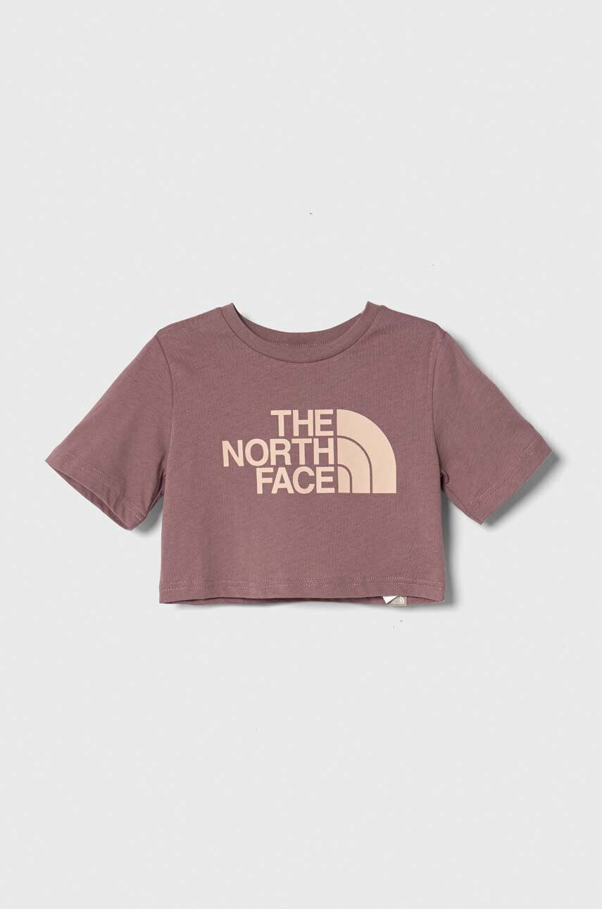 The North Face Detské bavlnené tričko G S/S CROP EASY TEE ružová farba - Pepit.sk