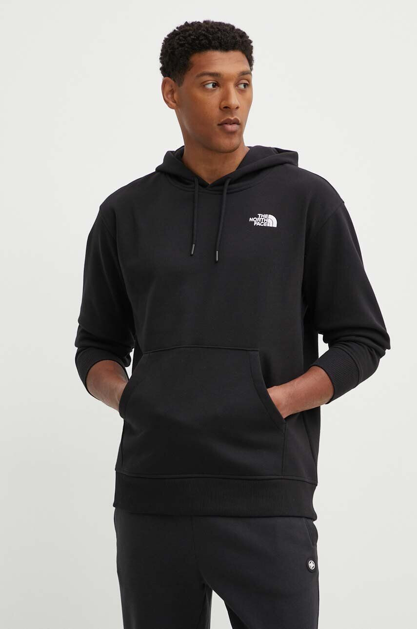 The North Face Mikina Essential pánska čierna farba s kapucňou s nášivkou NF0A7ZJ9JK31 - Pepit.sk