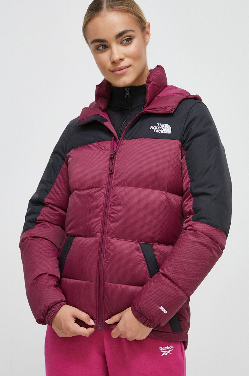 The North Face Páperová bunda dámska bordová farba zimná - Pepit.sk