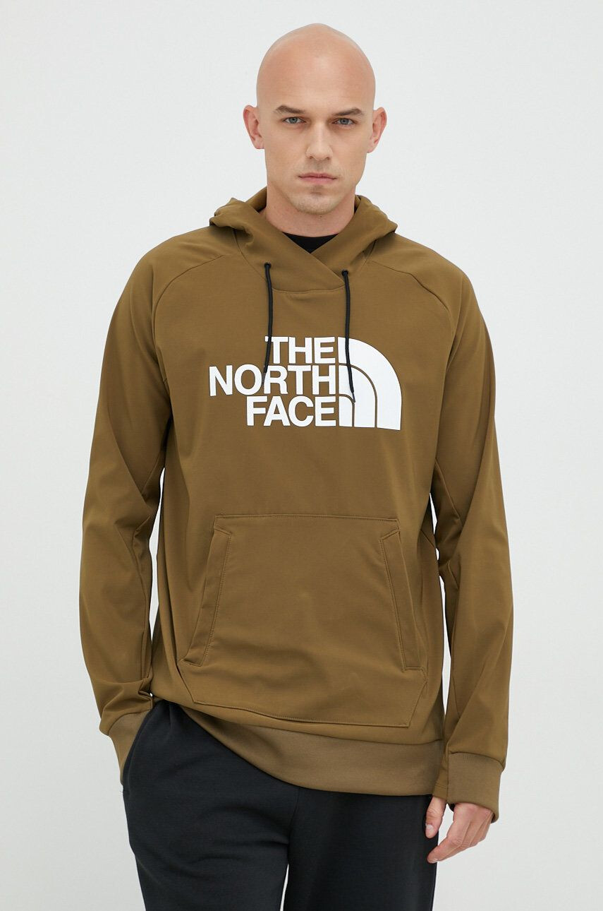 The North Face Športová mikina Tekno pánska zelená farba s kapucňou s potlačou - Pepit.sk