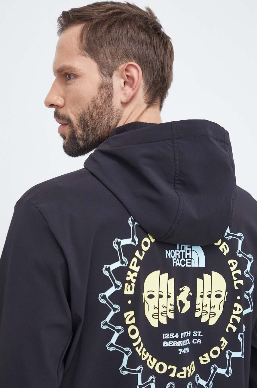 The North Face Športová mikina Tekno Logo čierna farba s kapucňou s potlačou - Pepit.sk