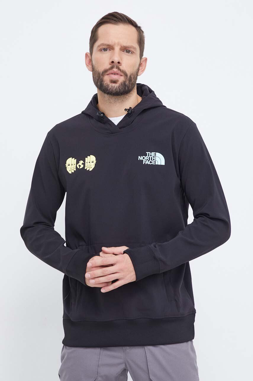 The North Face Športová mikina Tekno Logo čierna farba s kapucňou s potlačou - Pepit.sk