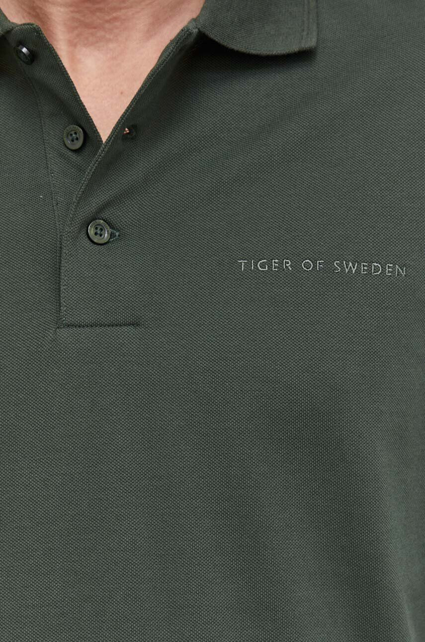 Tiger of Sweden Bavlnené polo tričko zelená farba jednofarebný - Pepit.sk