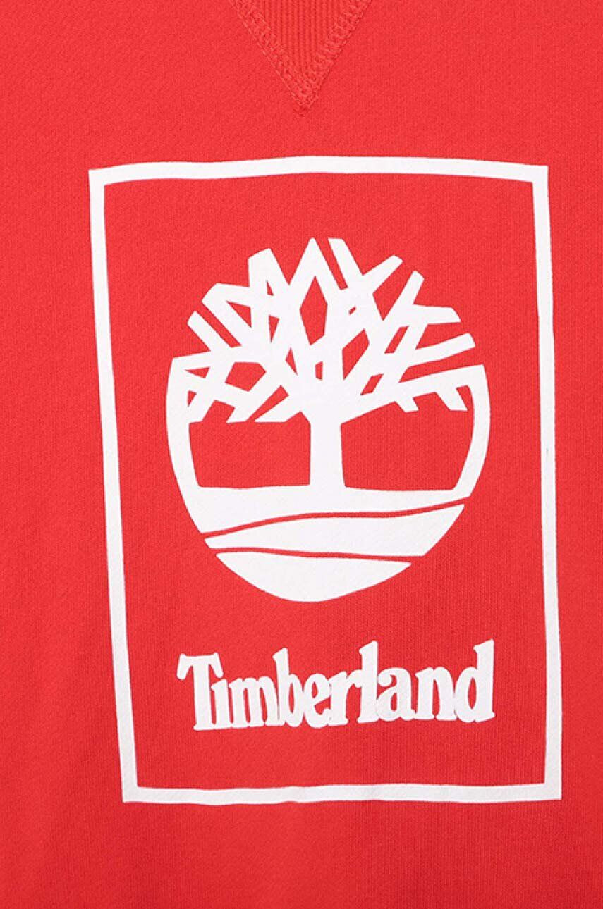 Timberland Detská mikina červená farba s potlačou - Pepit.sk