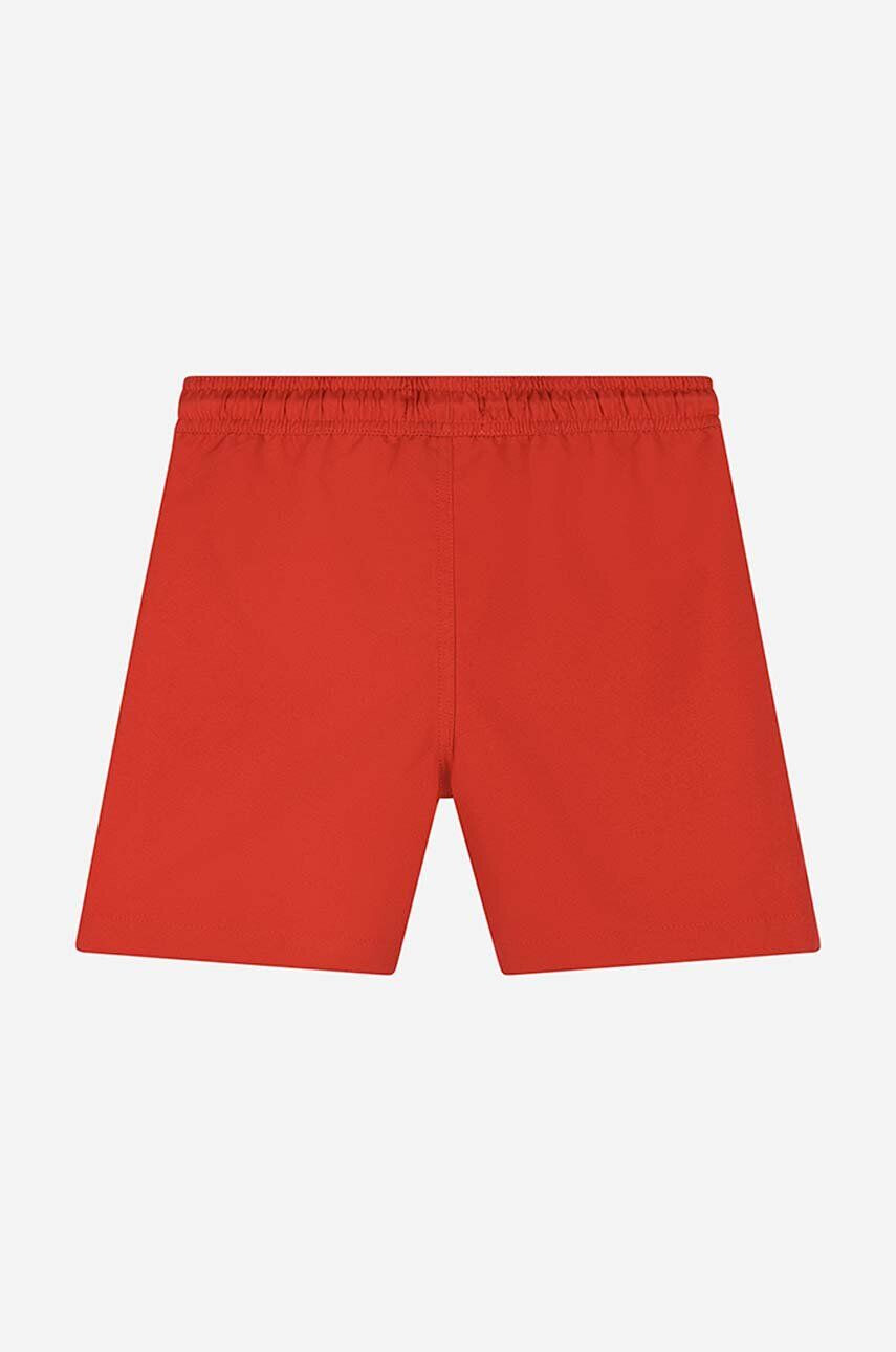 Timberland Detské plavkové šortky Swim Shorts červená farba s potlačou - Pepit.sk