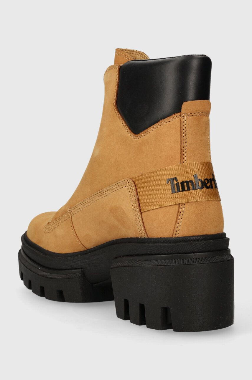 Timberland Kožené členkové topánky Everleigh Boot Front Zip dámske hnedá farba na platforme jemne zateplené TB0A5YHM2311 - Pepit.sk