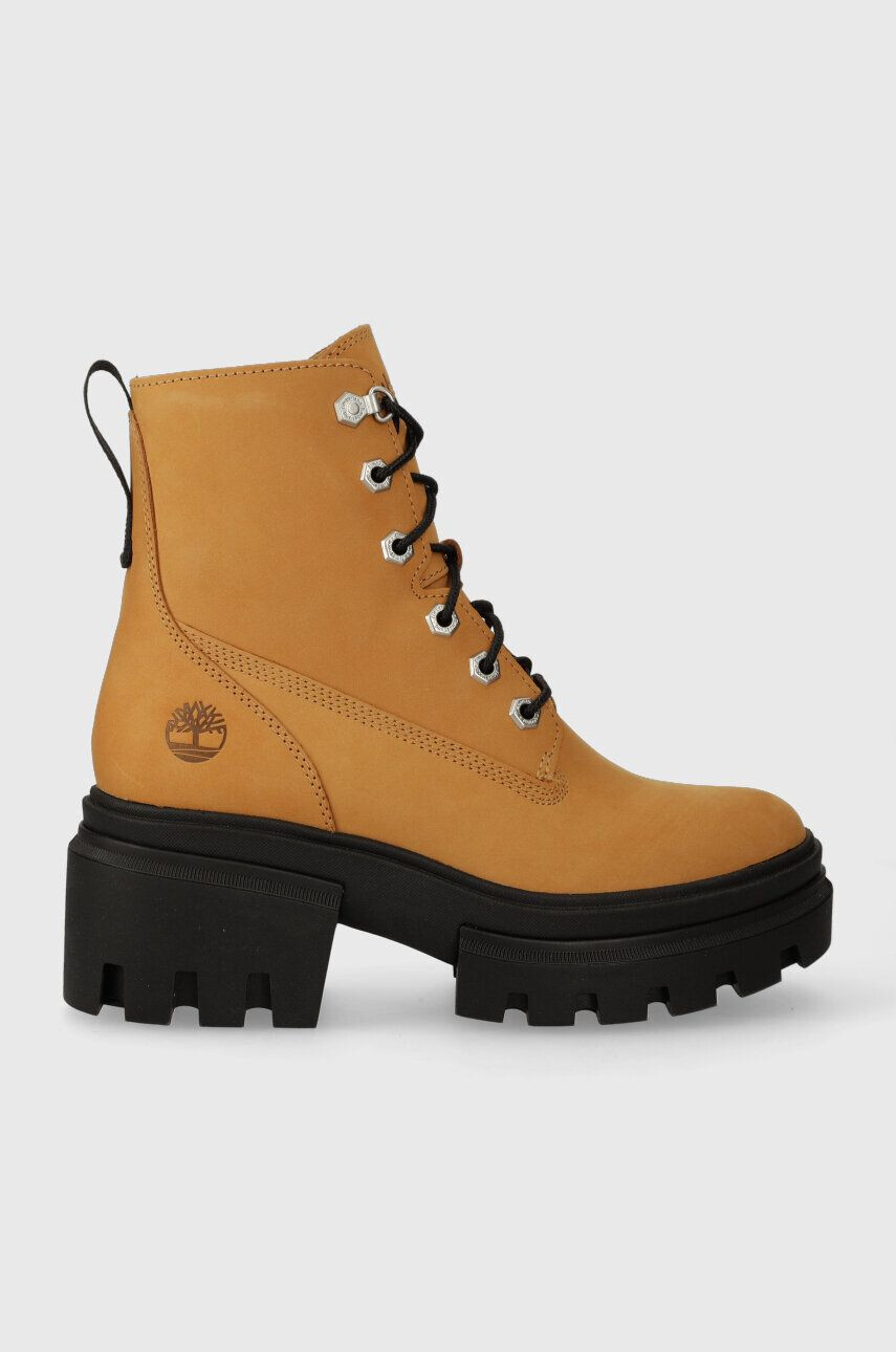 Timberland Kožené workery Everleigh Boot 6in LaceUp dámske hnedá farba na platforme TB0A41QK2311 - Pepit.sk