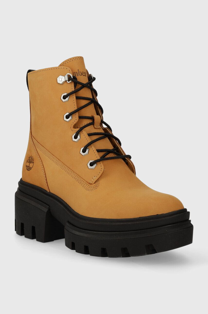 Timberland Kožené workery Everleigh Boot 6in LaceUp dámske hnedá farba na platforme TB0A41QK2311 - Pepit.sk