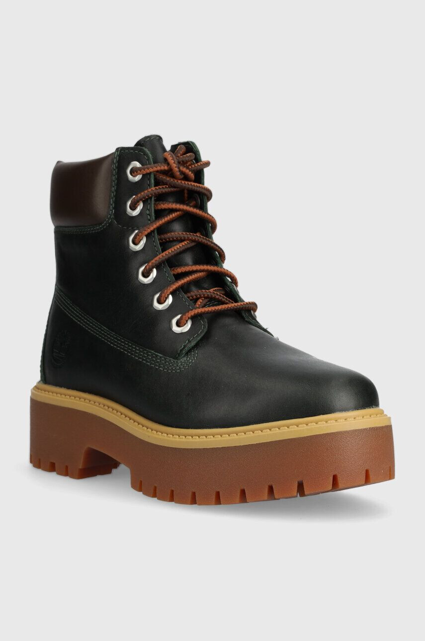 Timberland Kožené workery Stone Street 6in WP dámske zelená farba na plochom podpätku TB0A5RK1EA11 - Pepit.sk