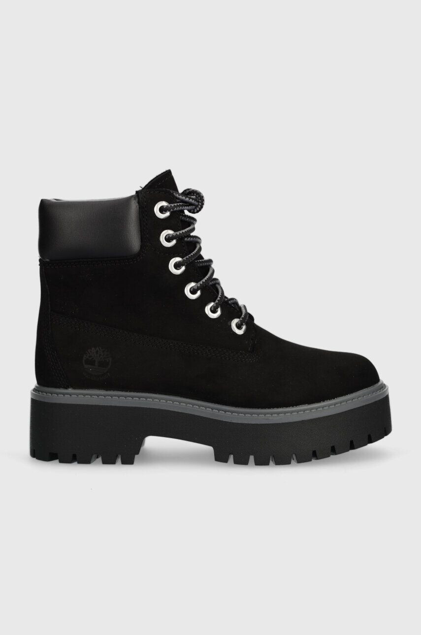 Timberland Semišové workery Stone Street 6in WP dámske čierna farba na platforme jemne zateplené TB0A5RH50151 - Pepit.sk