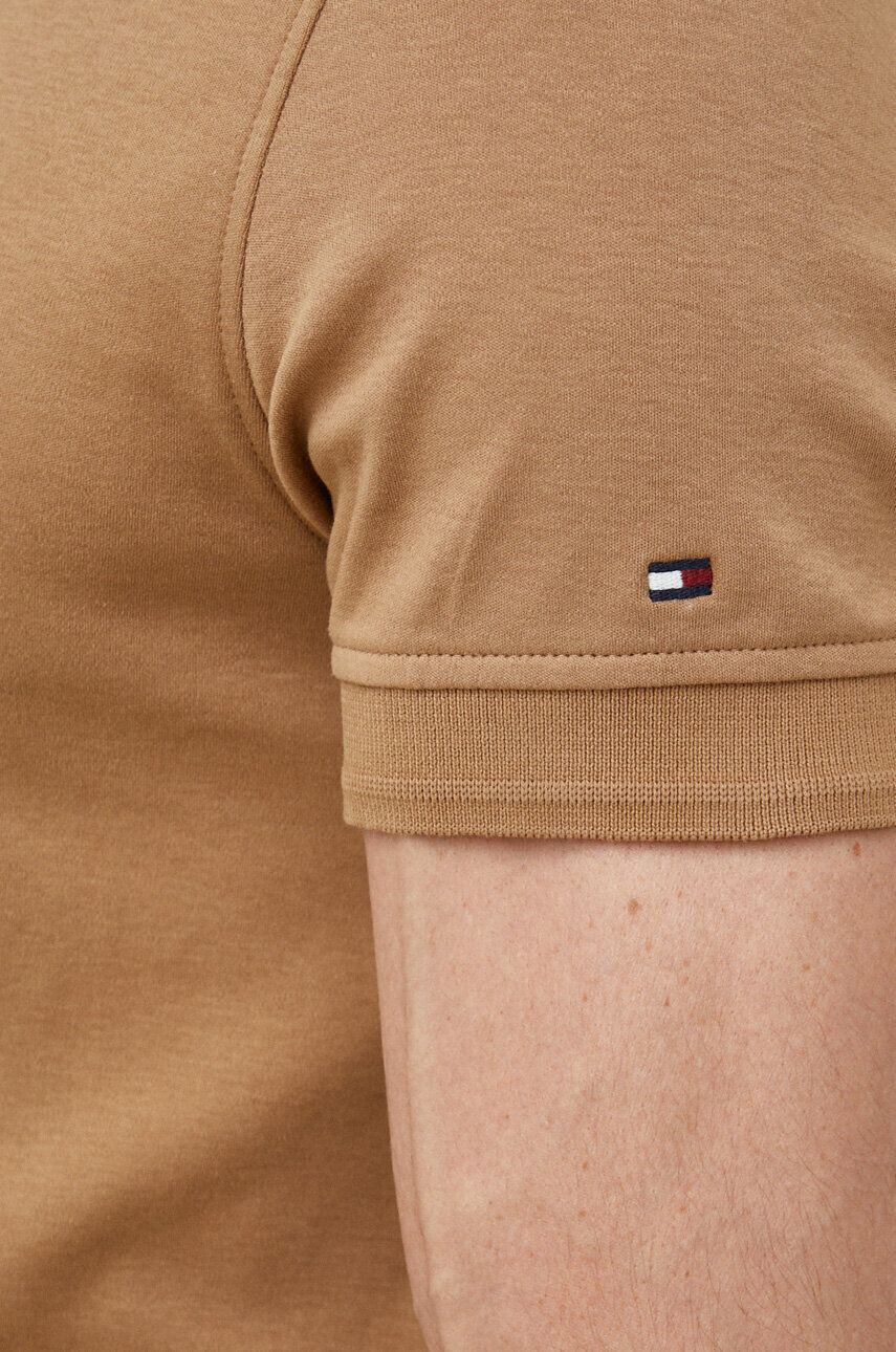 Tommy Hilfiger Bavlnené polo tričko hnedá farba jednofarebný - Pepit.sk