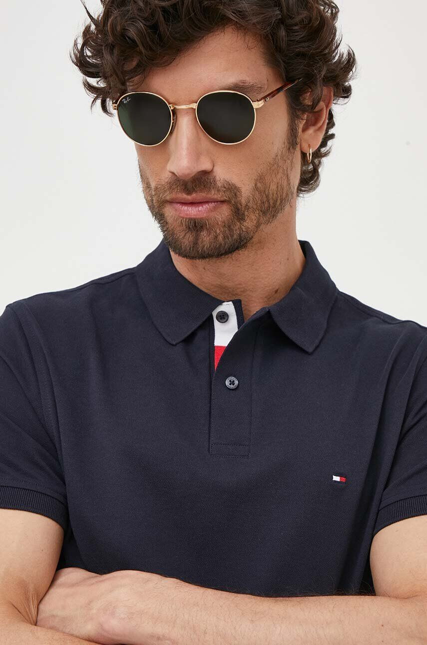 Tommy Hilfiger Bavlnené polo tričko tmavomodrá farba jednofarebné - Pepit.sk