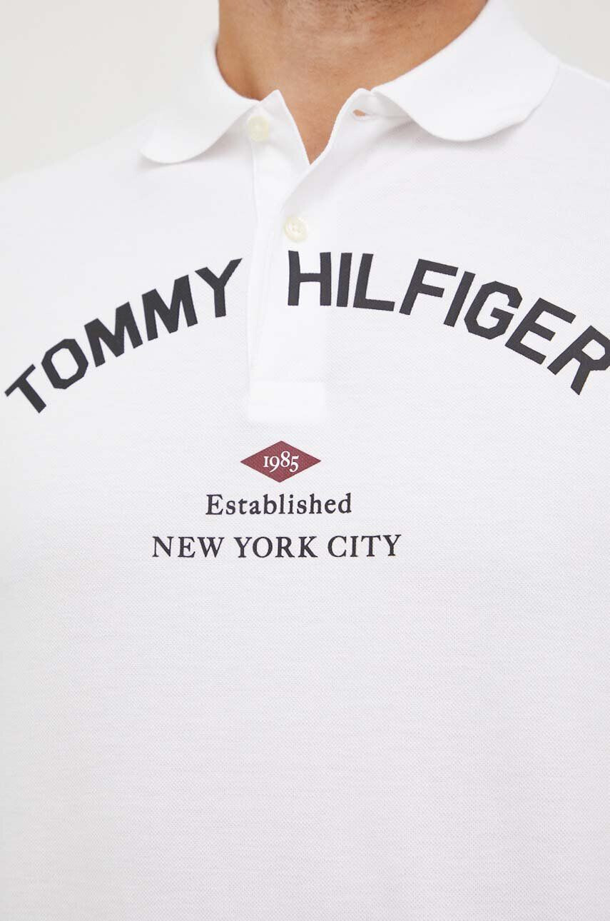 Tommy Hilfiger Bavlnené polo tričko biela farba s potlačou - Pepit.sk