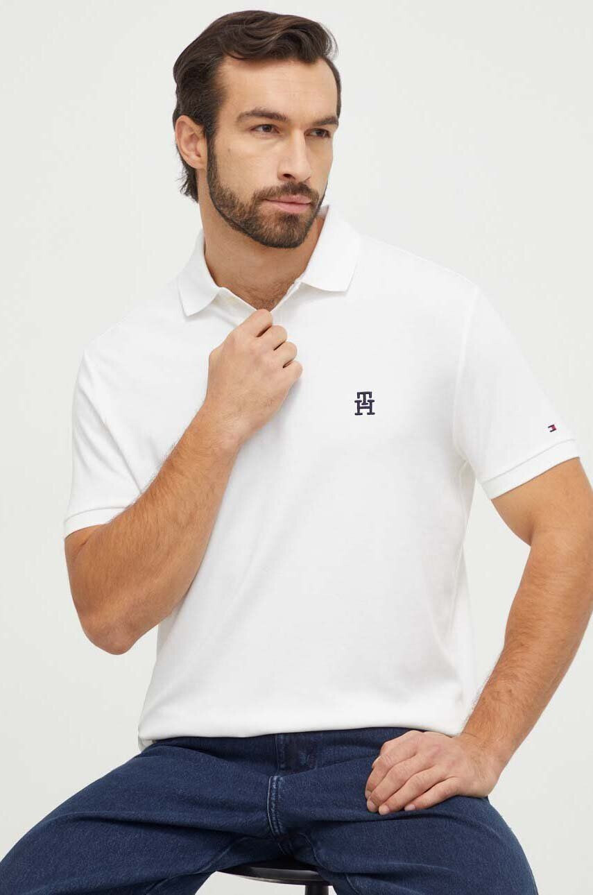 Tommy Hilfiger Bavlnené polo tričko béžová farba jednofarebný - Pepit.sk