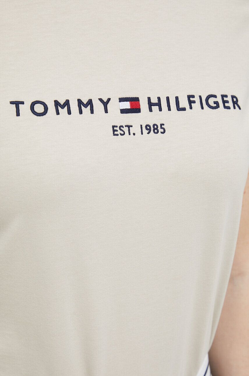 Tommy Hilfiger Bavlnené tričko hnedá farba s nášivkou - Pepit.sk