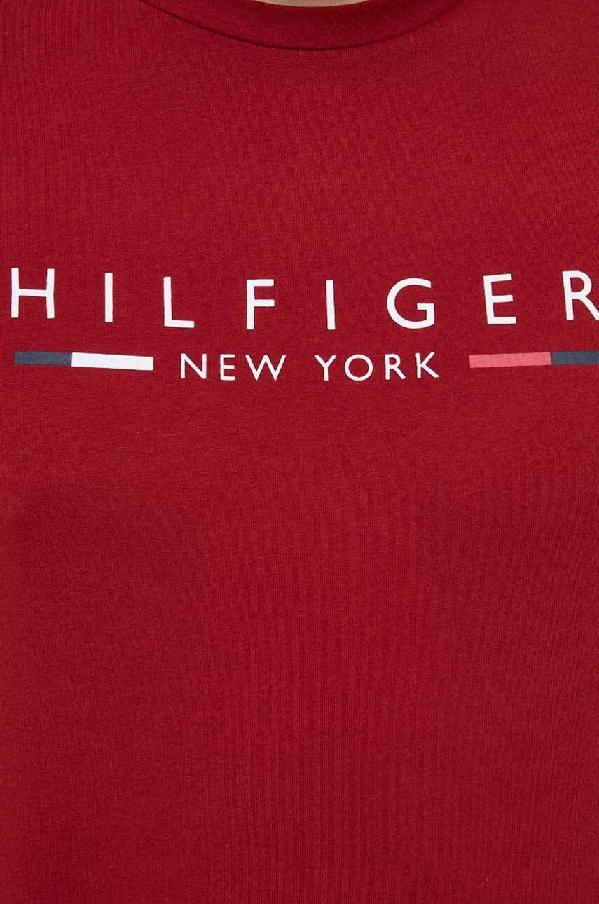 Tommy Hilfiger Bavlnené tričko červená farba s potlačou - Pepit.sk