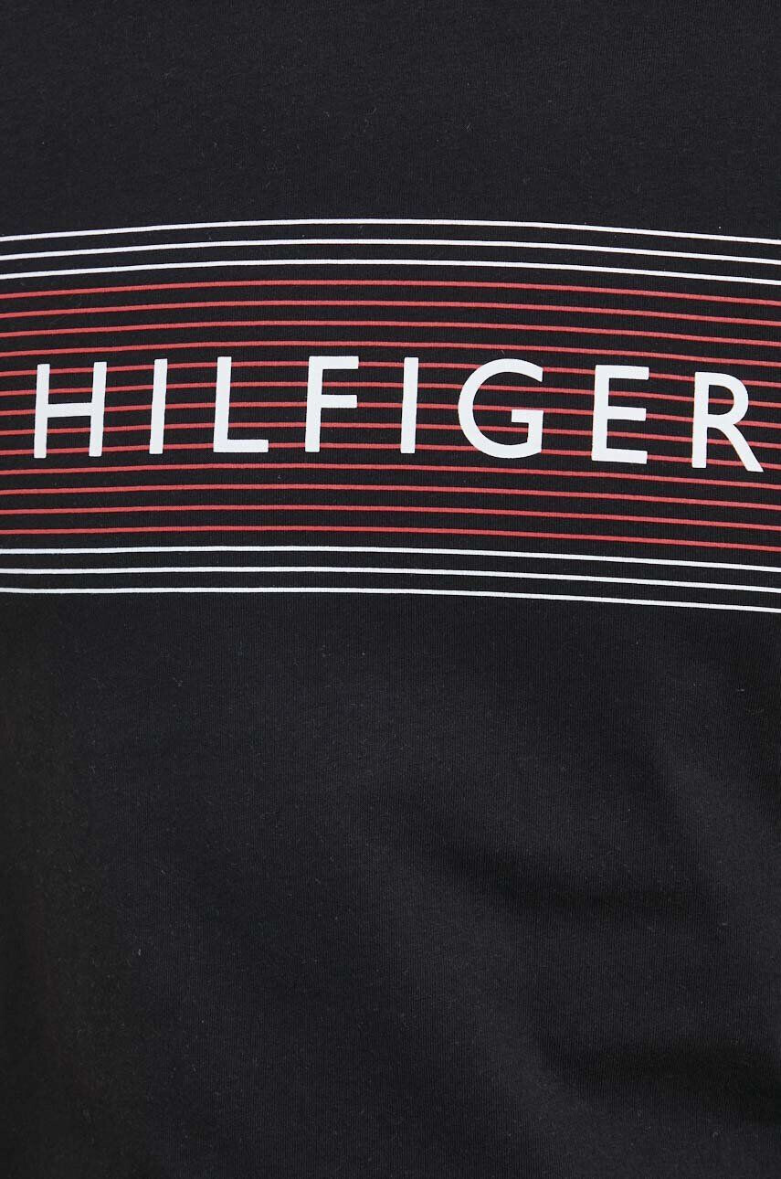 Tommy Hilfiger Bavlnené tričko čierna farba s potlačou - Pepit.sk