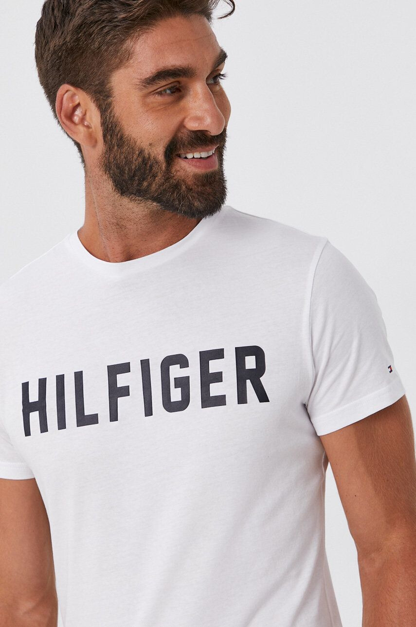 Tommy Hilfiger Bavlnené tričko biela farba s potlačou - Pepit.sk