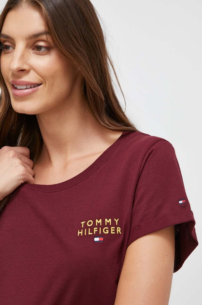 Tommy Hilfiger Bavlnené tričko pánsky bordová farba vzorovaný - Pepit.sk