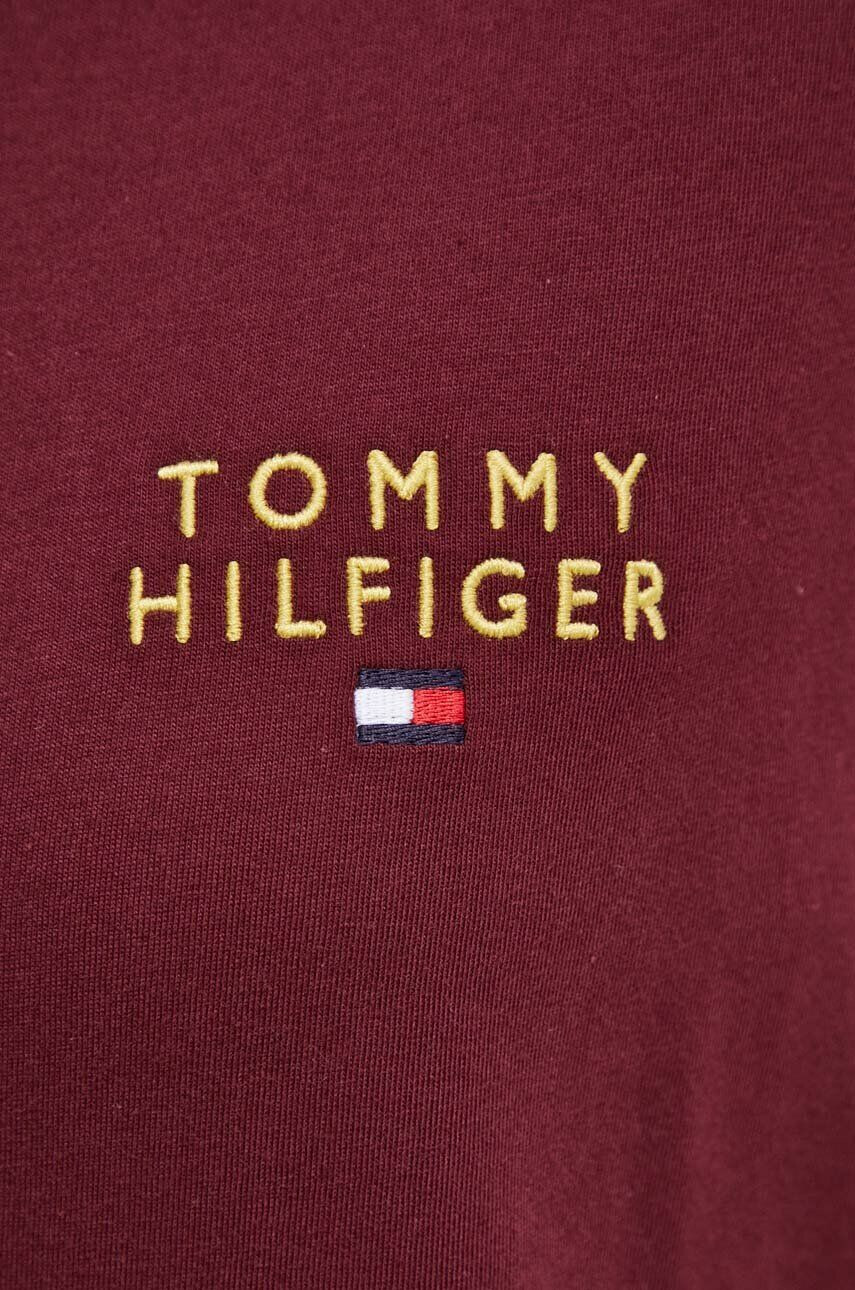 Tommy Hilfiger Bavlnené tričko pánsky bordová farba vzorovaný - Pepit.sk