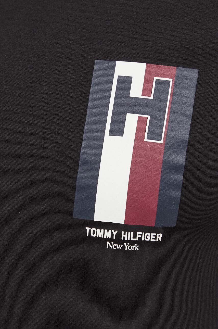 Tommy Hilfiger Bavlnené tričko pánsky čierna farba s potlačou - Pepit.sk