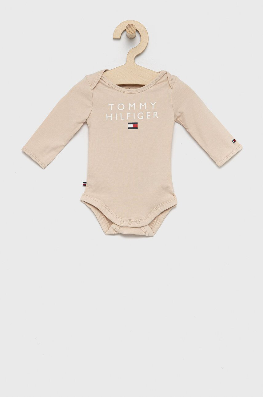 Tommy Hilfiger Body pre bábätká béžová farba - Pepit.sk