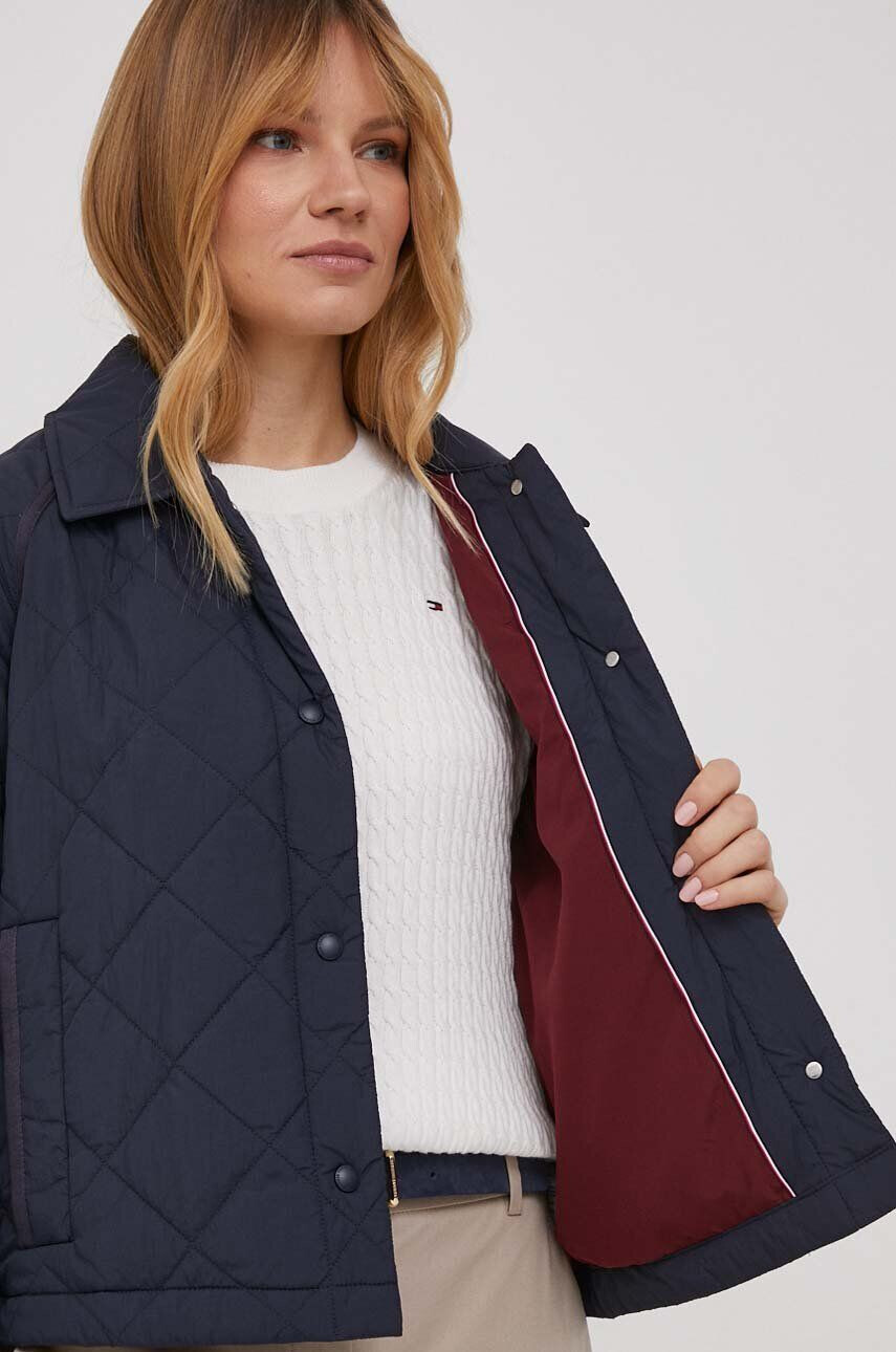 Tommy Hilfiger Bunda dámska tmavomodrá farba prechodná oversize - Pepit.sk