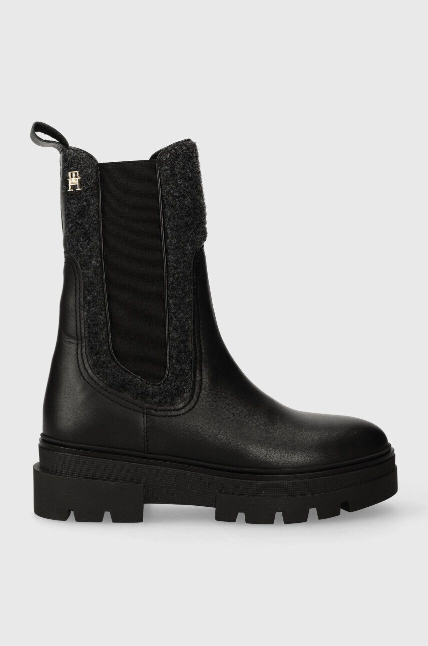 Tommy Hilfiger Členkové topánky SEASONAL FEMININE CHELSEA BOOT dámske čierna farba na plochom podpätku FW0FW07497 - Pepit.sk