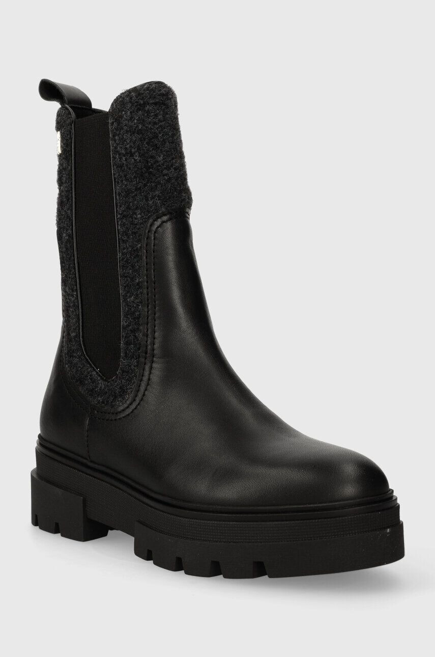 Tommy Hilfiger Členkové topánky SEASONAL FEMININE CHELSEA BOOT dámske čierna farba na plochom podpätku FW0FW07497 - Pepit.sk