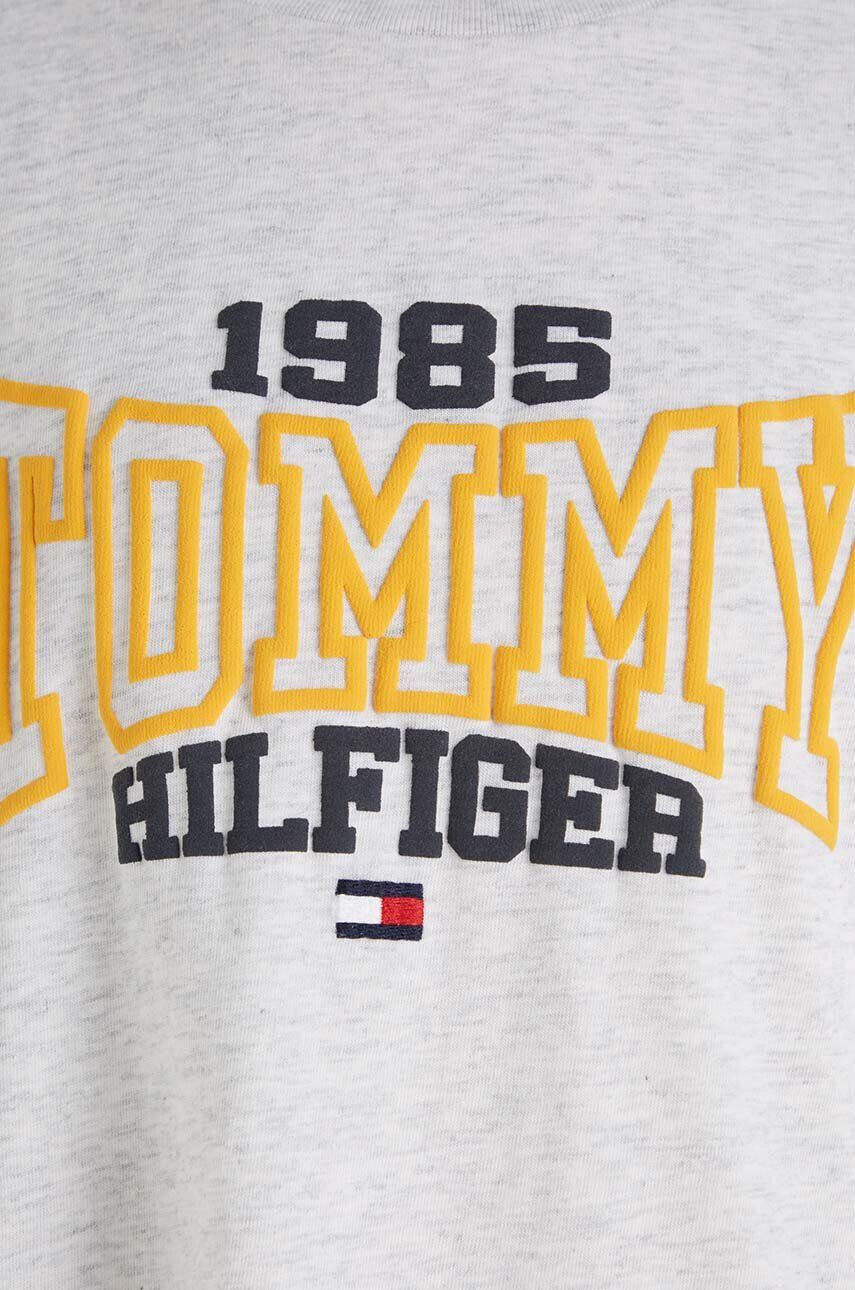 Tommy Hilfiger Detská bavlnená košeľa s dlhým rukávom šedá farba s potlačou - Pepit.sk