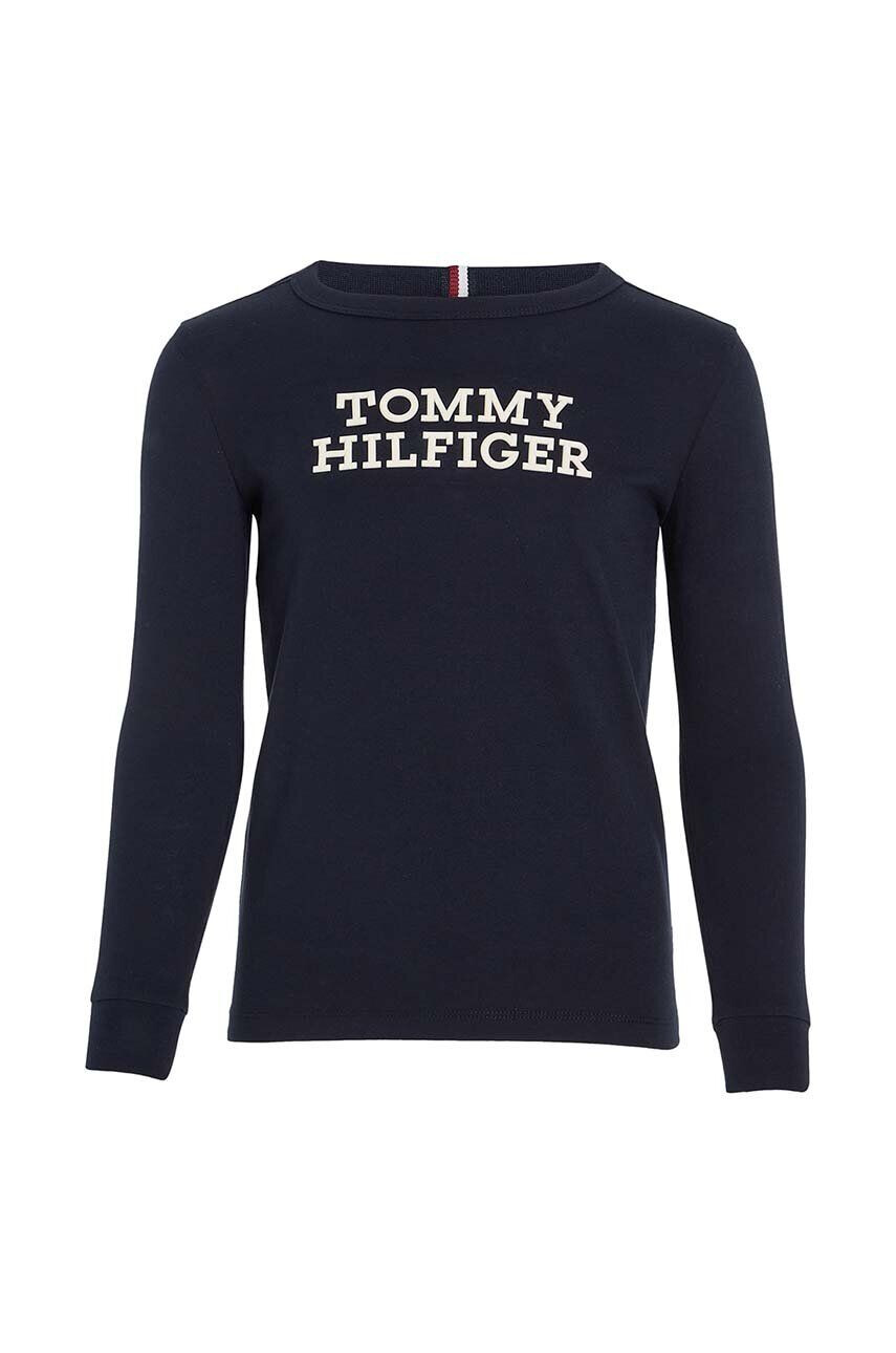 Tommy Hilfiger Detská bavlnená košeľa s dlhým rukávom čierna farba melanžový - Pepit.sk