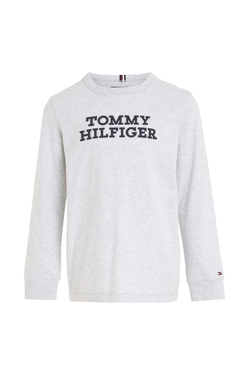 Tommy Hilfiger Detská bavlnená košeľa s dlhým rukávom šedá farba melanžový - Pepit.sk