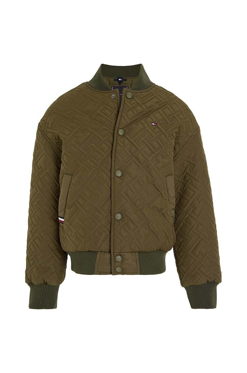 Tommy Hilfiger Detská bunda bomber zelená farba - Pepit.sk