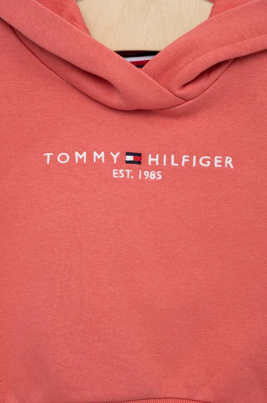 Tommy Hilfiger Detská mikina ružová farba s kapucňou s nášivkou - Pepit.sk