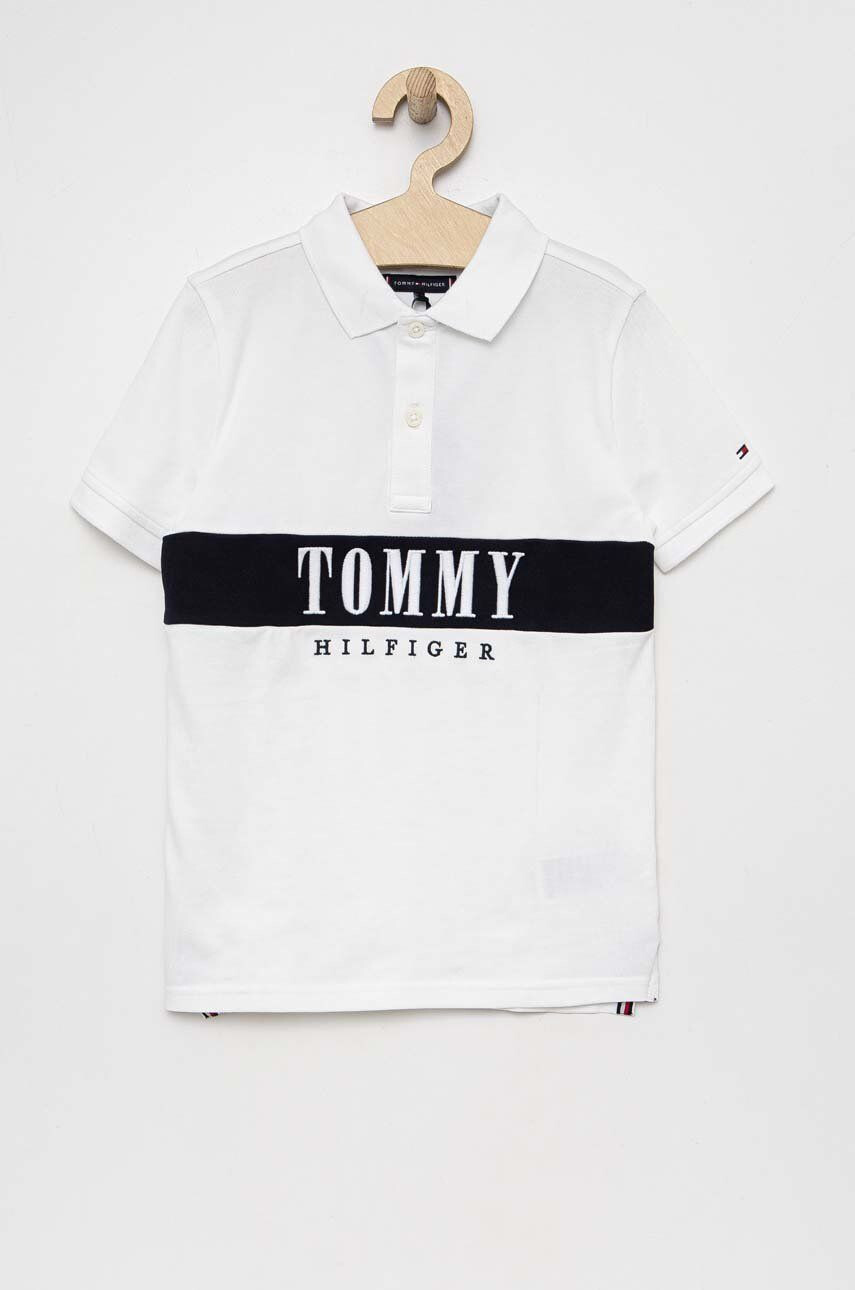 Tommy Hilfiger Detské polo tričko biela farba s nášivkou - Pepit.sk